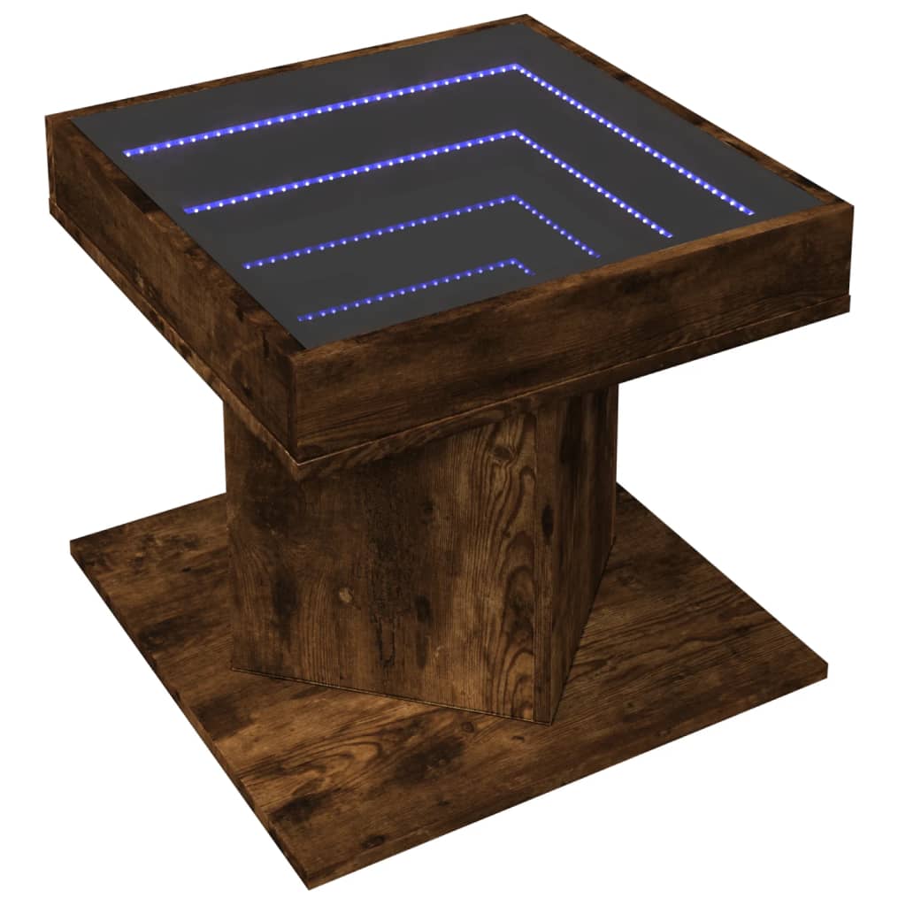 Table basse avec LED chêne fumé 50x50x45 cm bois d'ingénierie - XIOS