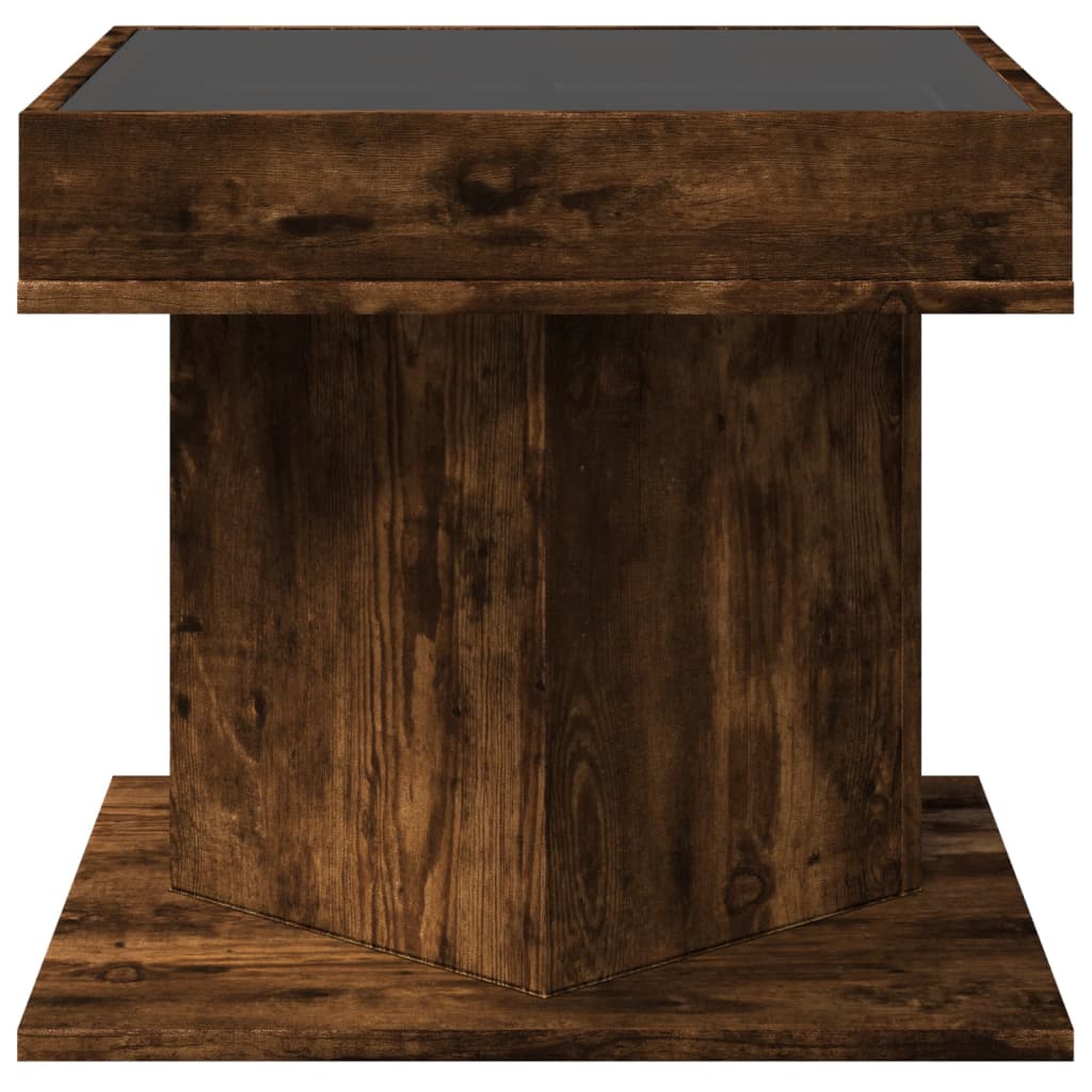 Table basse avec LED chêne fumé 50x50x45 cm bois d'ingénierie - XIOS