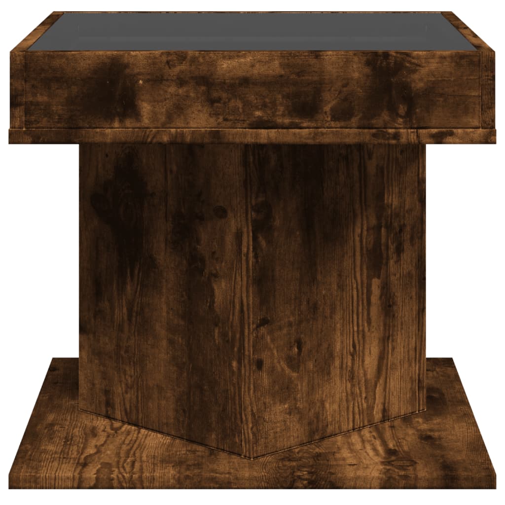 Table basse avec LED chêne fumé 50x50x45 cm bois d'ingénierie - XIOS