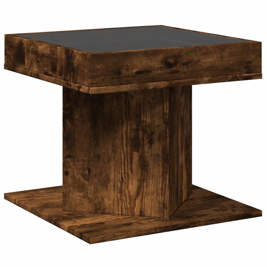 Table basse avec LED chêne fumé 50x50x45 cm bois d'ingénierie - XIOS