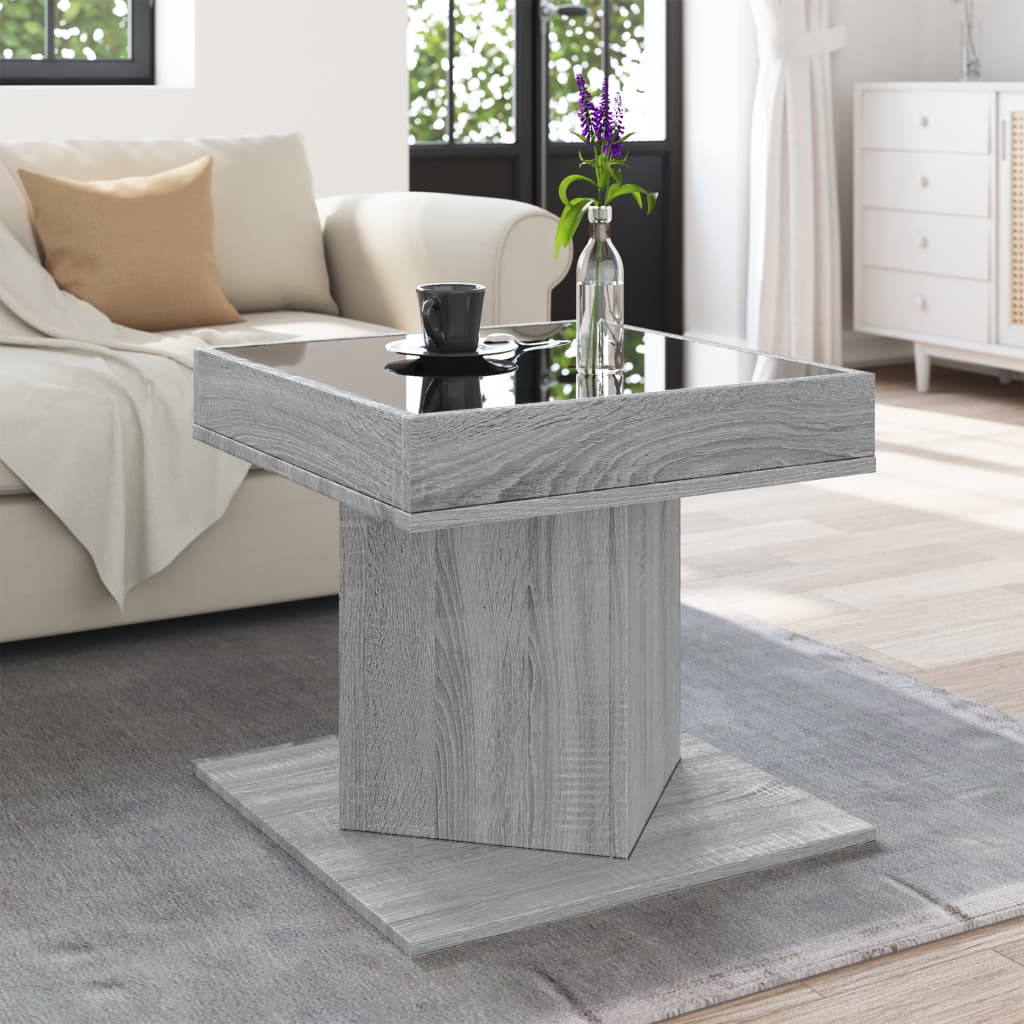 Table basse avec LED sonoma gris 50x50x45 cm bois d'ingénierie - XIOS