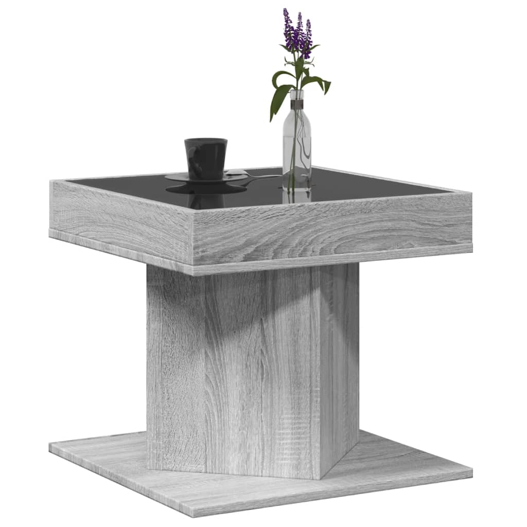 Table basse avec LED sonoma gris 50x50x45 cm bois d'ingénierie - XIOS