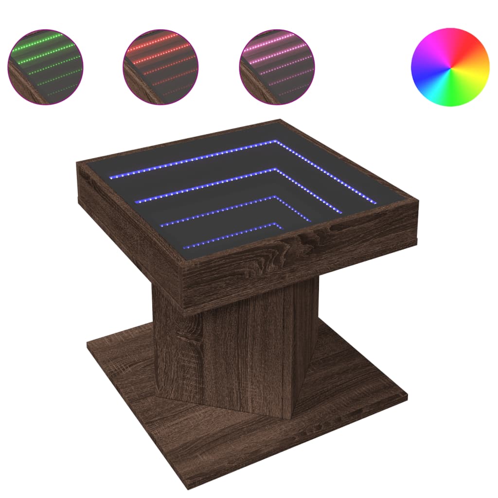Table basse avec LED chêne marron 50x50x45 cm bois d'ingénierie - XIOS