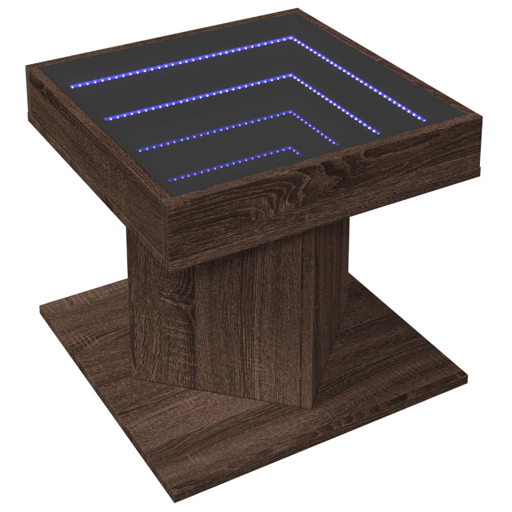 Table basse avec LED chêne marron 50x50x45 cm bois d'ingénierie - XIOS