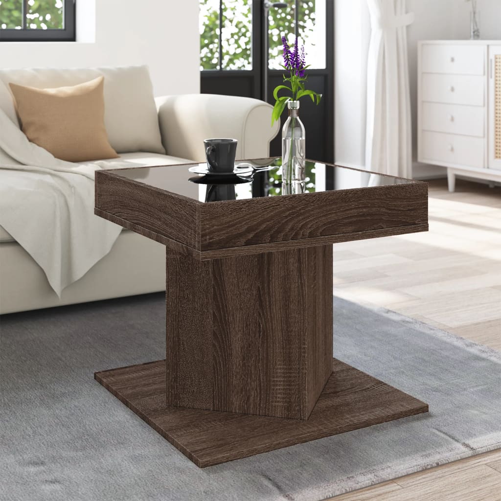 Table basse avec LED chêne marron 50x50x45 cm bois d'ingénierie - XIOS