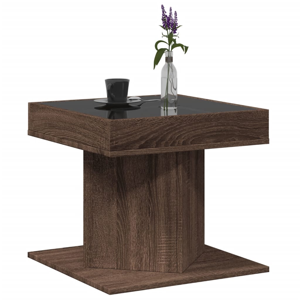 Table basse avec LED chêne marron 50x50x45 cm bois d'ingénierie - XIOS