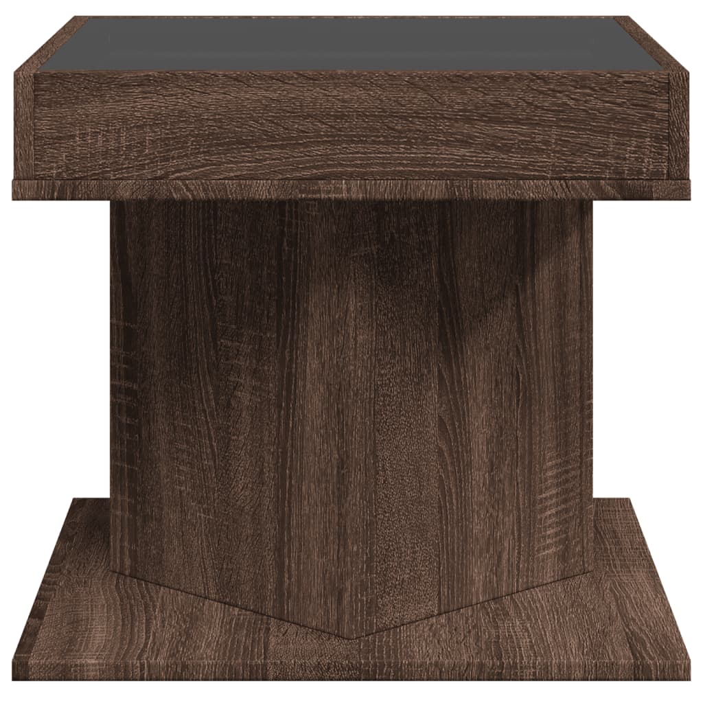 Table basse avec LED chêne marron 50x50x45 cm bois d'ingénierie - XIOS