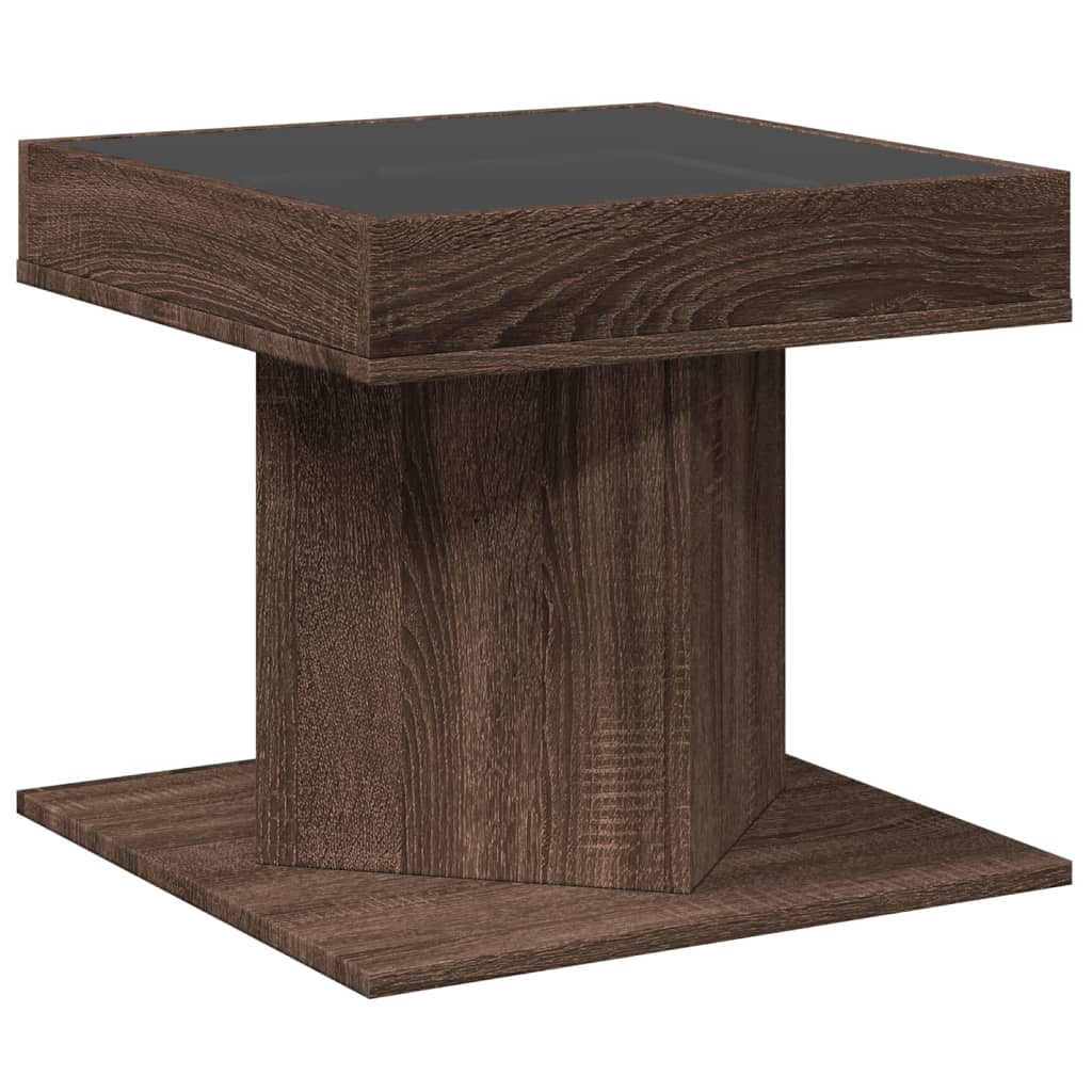 Table basse avec LED chêne marron 50x50x45 cm bois d'ingénierie - XIOS