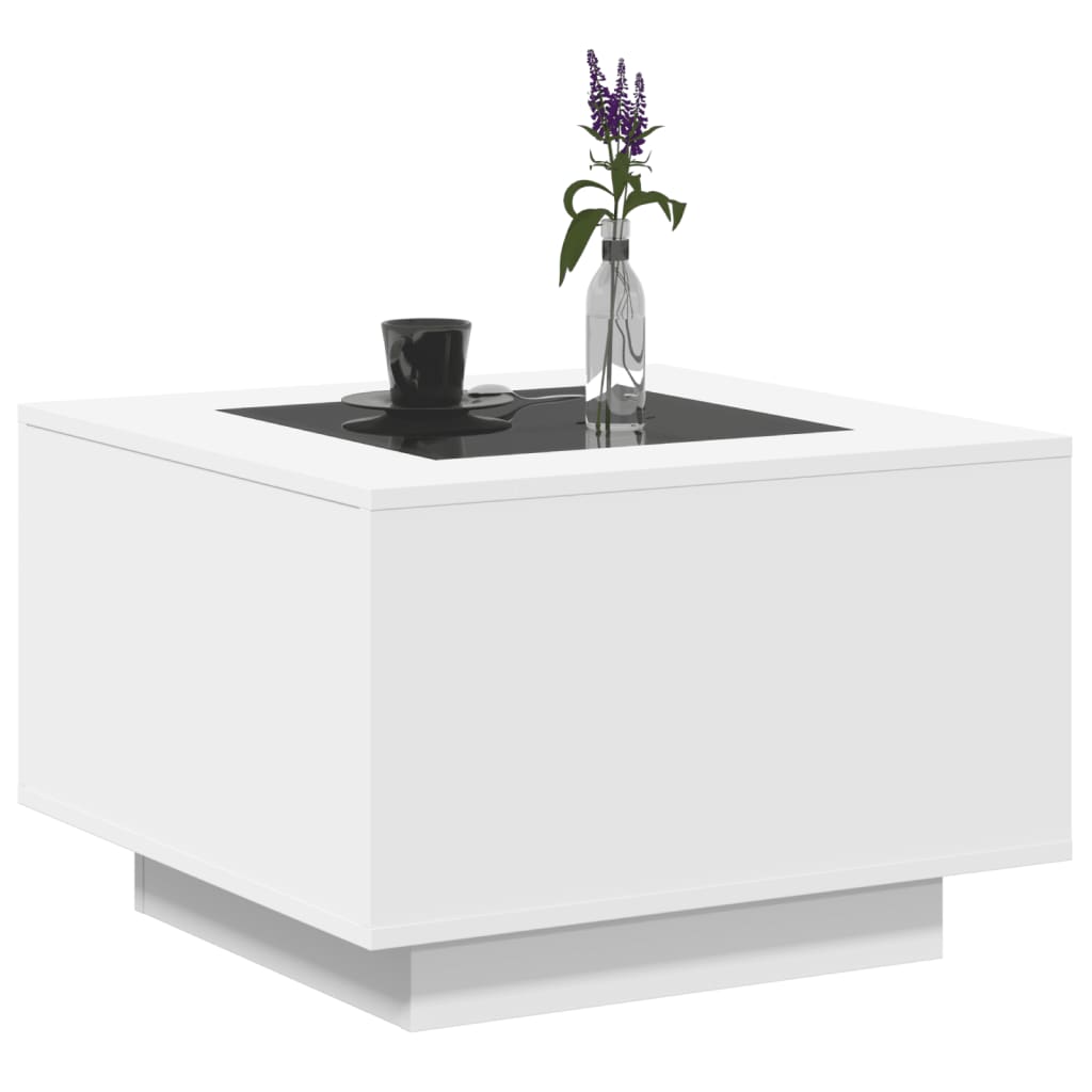Table basse avec LED blanc 60x60x40 cm bois d'ingénierie - XIOS