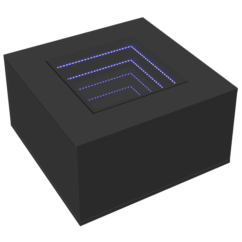 Table basse avec LED noir 60x60x40 cm bois d'ingénierie - XIOS
