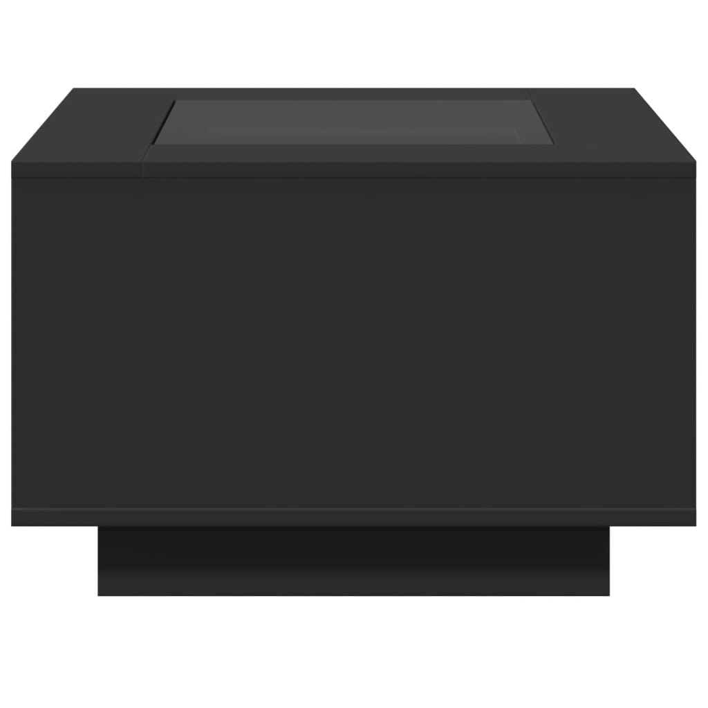 Table basse avec LED noir 60x60x40 cm bois d'ingénierie - XIOS