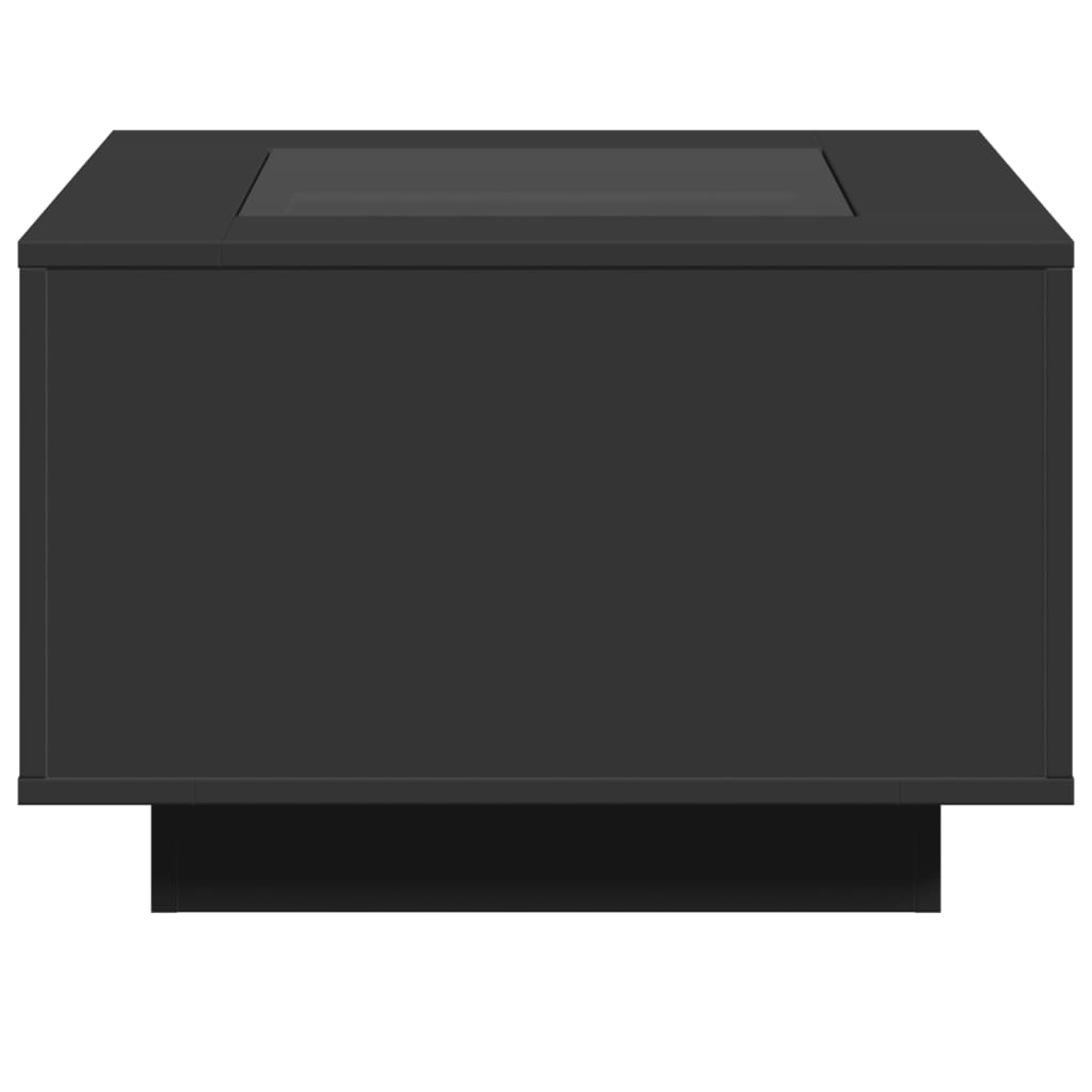 Table basse avec LED noir 60x60x40 cm bois d'ingénierie - XIOS