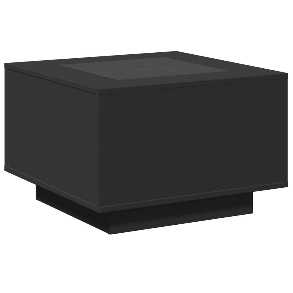 Table basse avec LED noir 60x60x40 cm bois d'ingénierie - XIOS