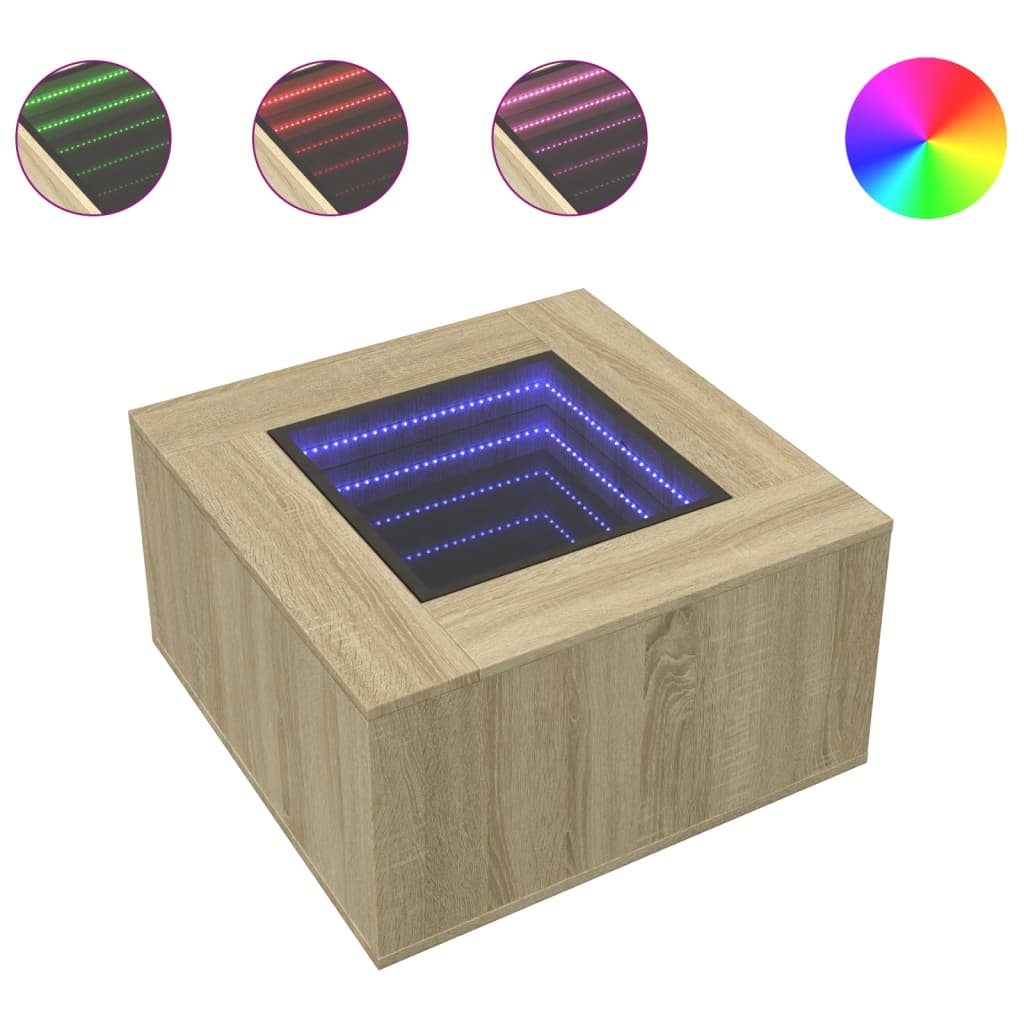 Table basse avec LED chêne sonoma 60x60x40 cm bois d'ingénierie - XIOS