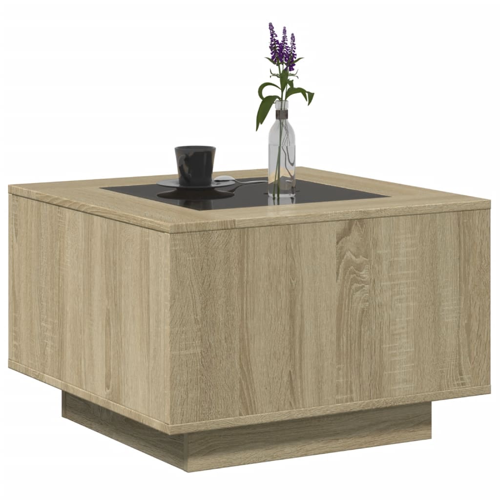 Table basse avec LED chêne sonoma 60x60x40 cm bois d'ingénierie - XIOS