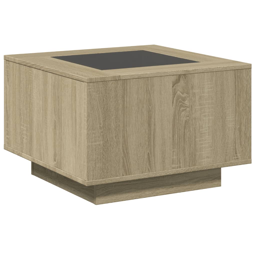 Table basse avec LED chêne sonoma 60x60x40 cm bois d'ingénierie - XIOS