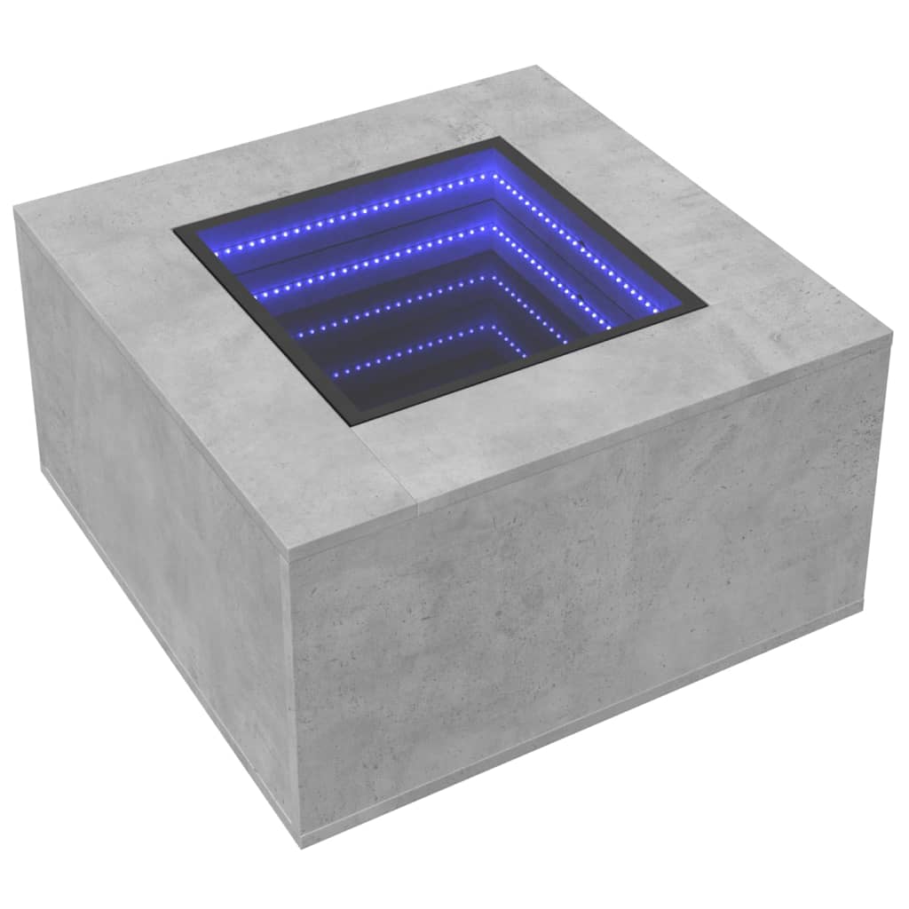 Table basse avec LED gris béton 60x60x40 cm bois d'ingénierie - XIOS
