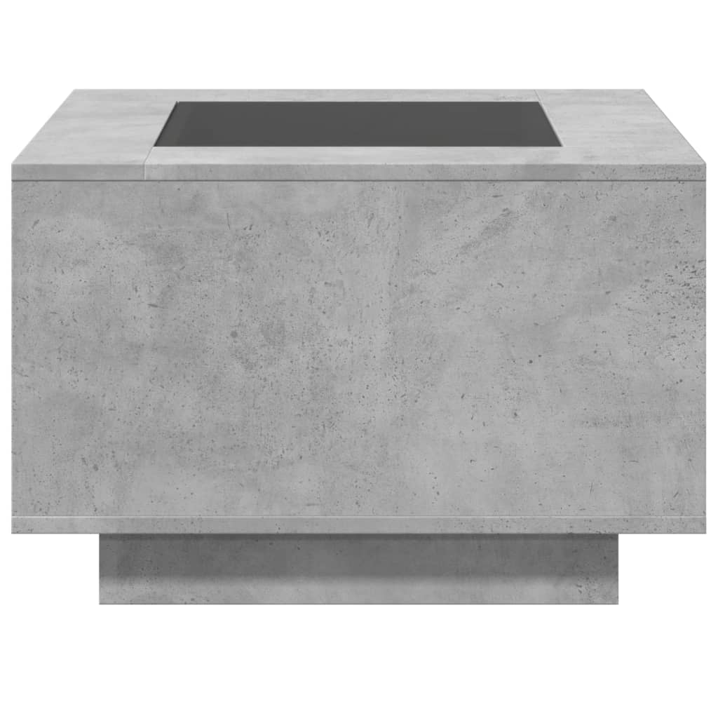 Table basse avec LED gris béton 60x60x40 cm bois d'ingénierie - XIOS