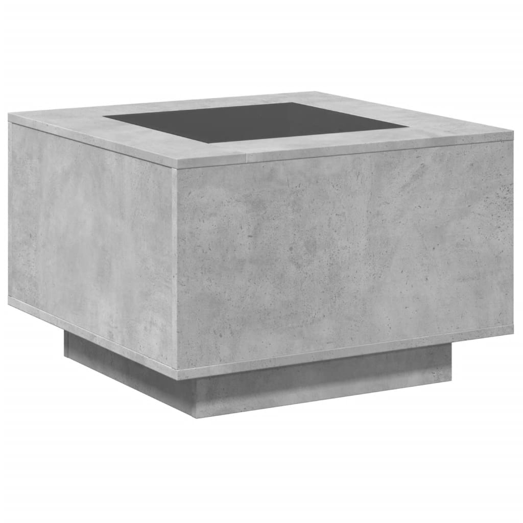 Table basse avec LED gris béton 60x60x40 cm bois d'ingénierie - XIOS