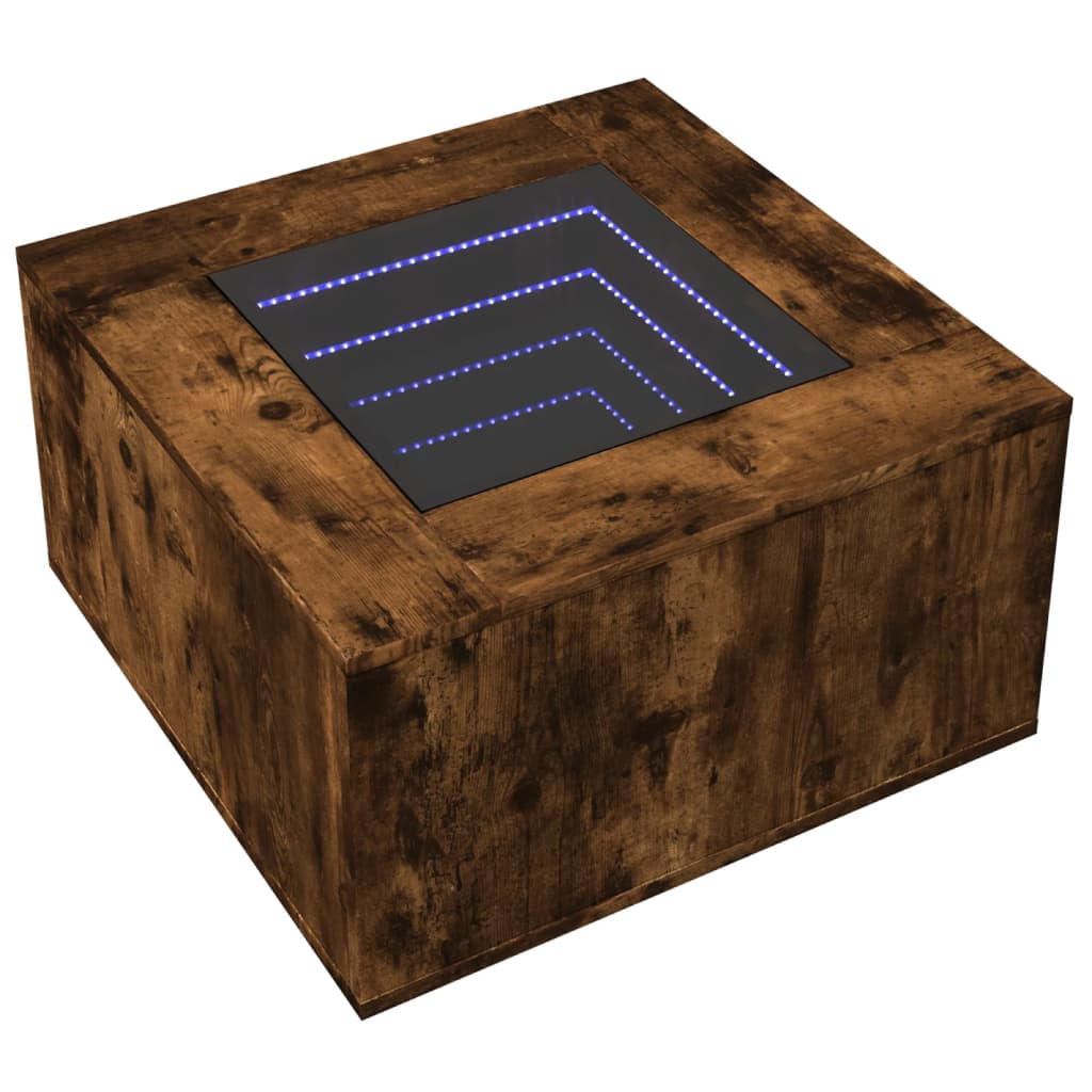 Table basse avec LED chêne fumé 60x60x40 cm bois d'ingénierie - XIOS