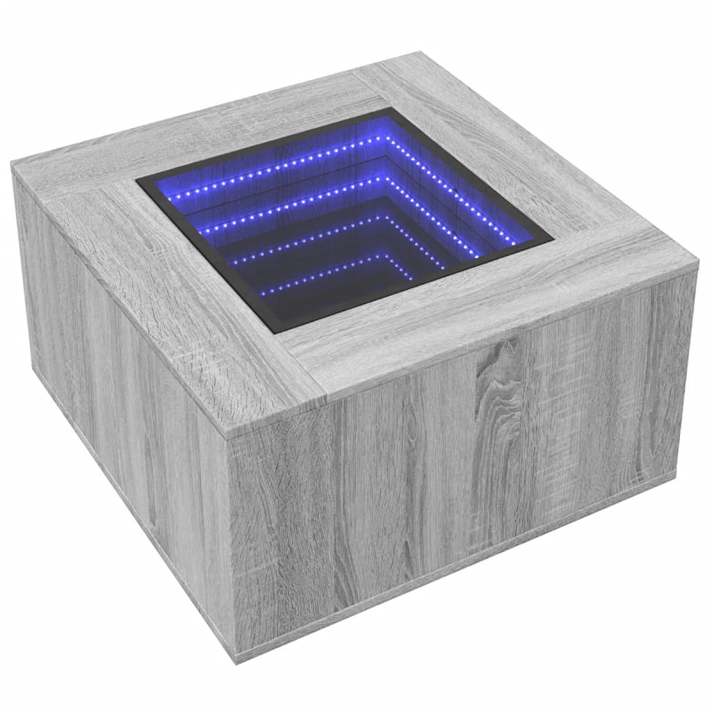 Table basse avec LED sonoma gris 60x60x40 cm bois d'ingénierie - XIOS