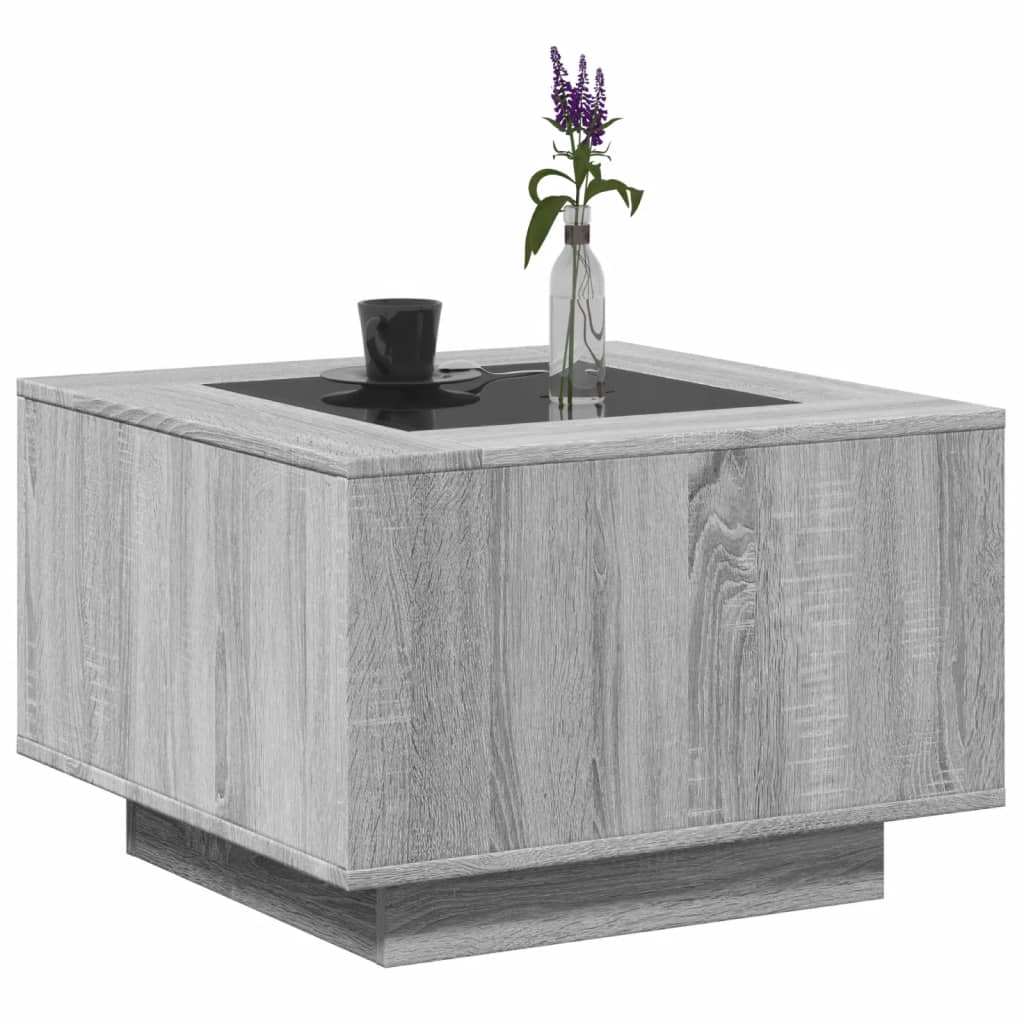 Table basse avec LED sonoma gris 60x60x40 cm bois d'ingénierie - XIOS