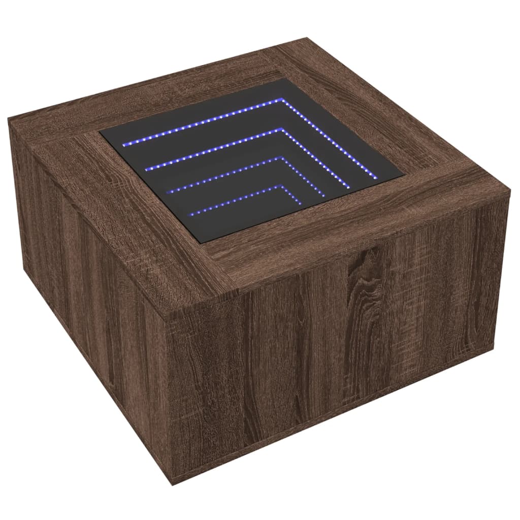 Table basse avec LED chêne marron 60x60x40 cm bois d'ingénierie - XIOS