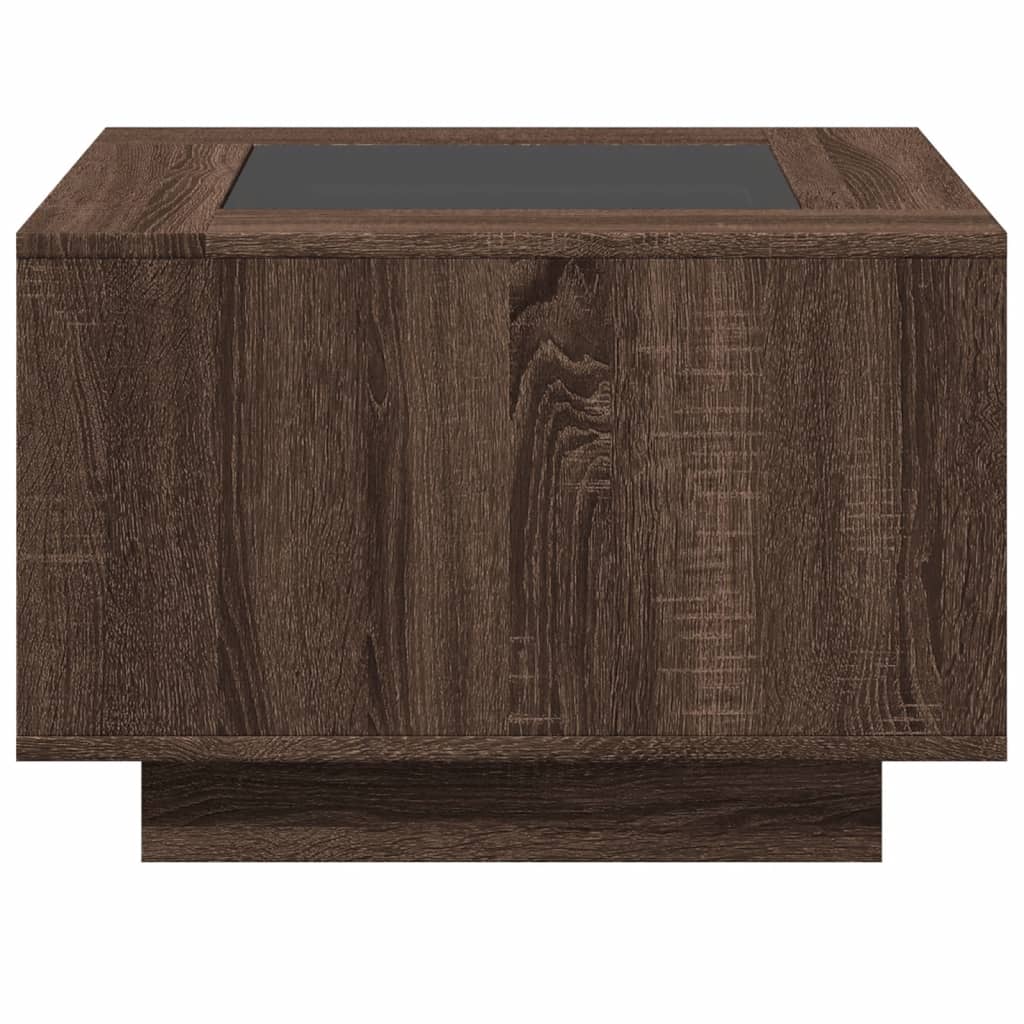Table basse avec LED chêne marron 60x60x40 cm bois d'ingénierie - XIOS