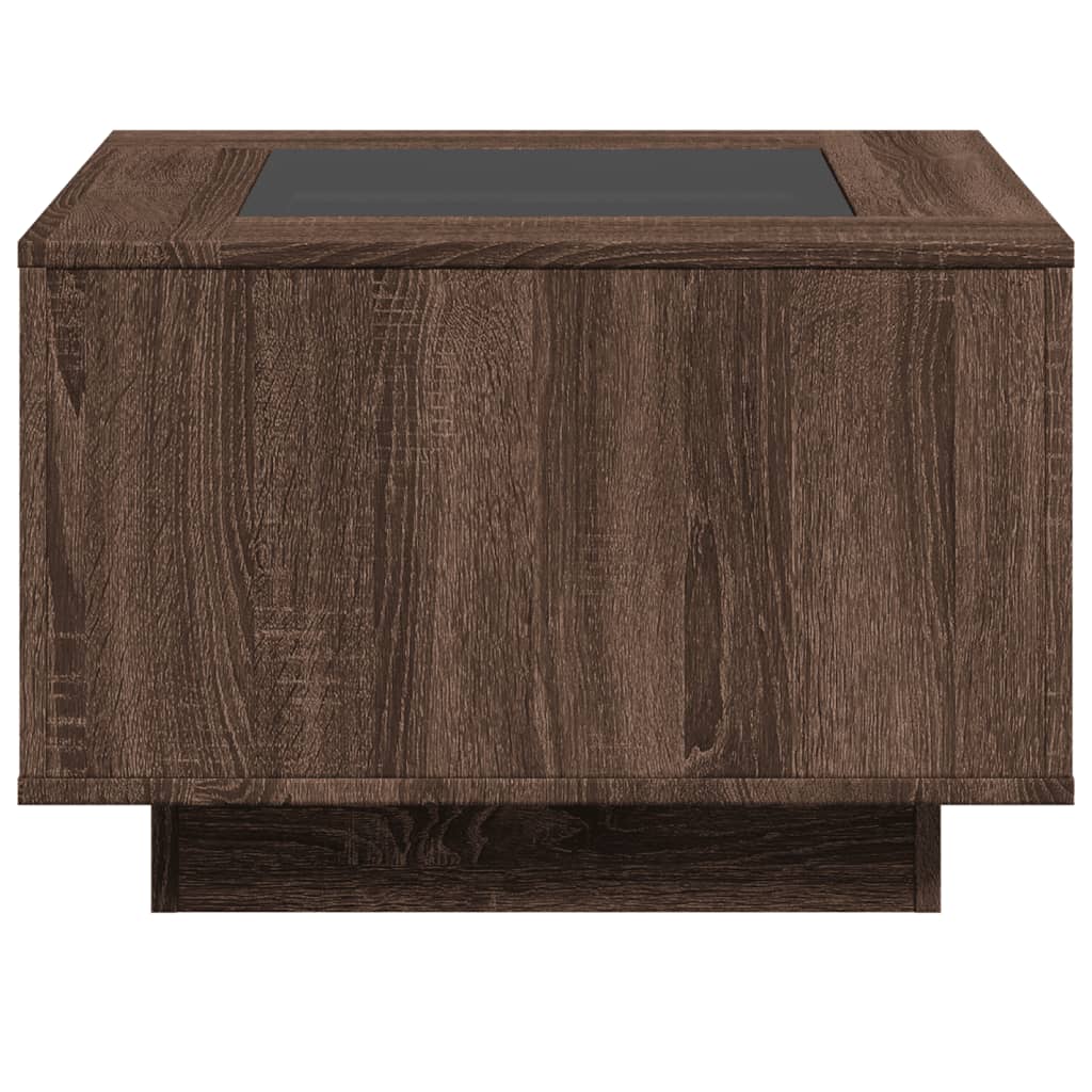 Table basse avec LED chêne marron 60x60x40 cm bois d'ingénierie - XIOS