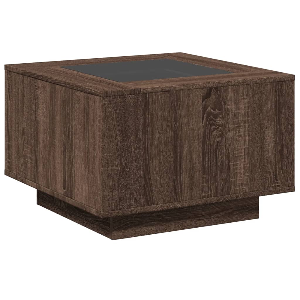 Table basse avec LED chêne marron 60x60x40 cm bois d'ingénierie - XIOS