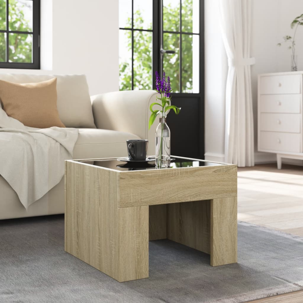 Table basse avec LED infini chêne sonoma 40x40x30 cm - XIOS