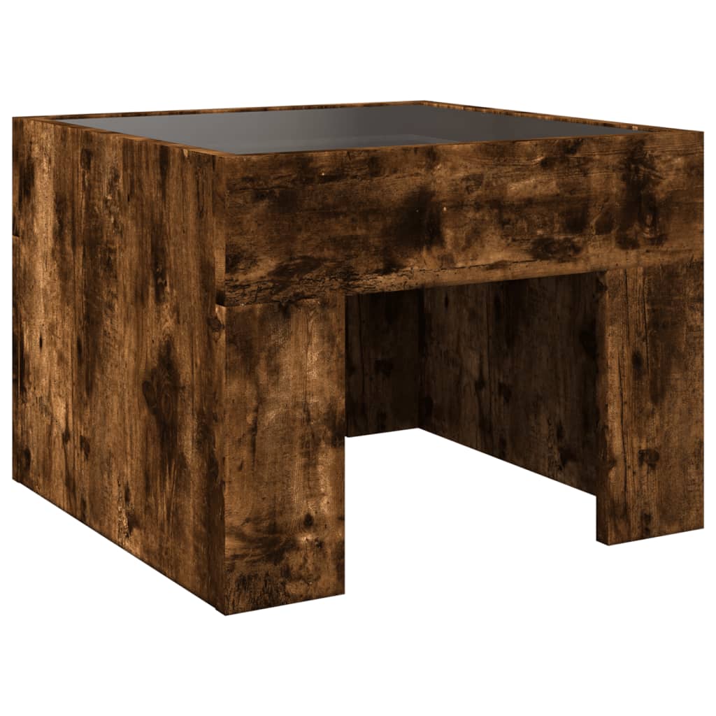 Table basse avec LED infini chêne fumé 40x40x30 cm - XIOS