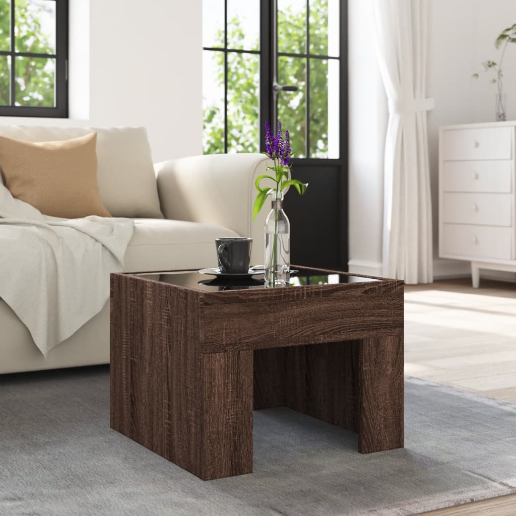 Table basse avec LED infini chêne marron 40x40x30 cm - XIOS