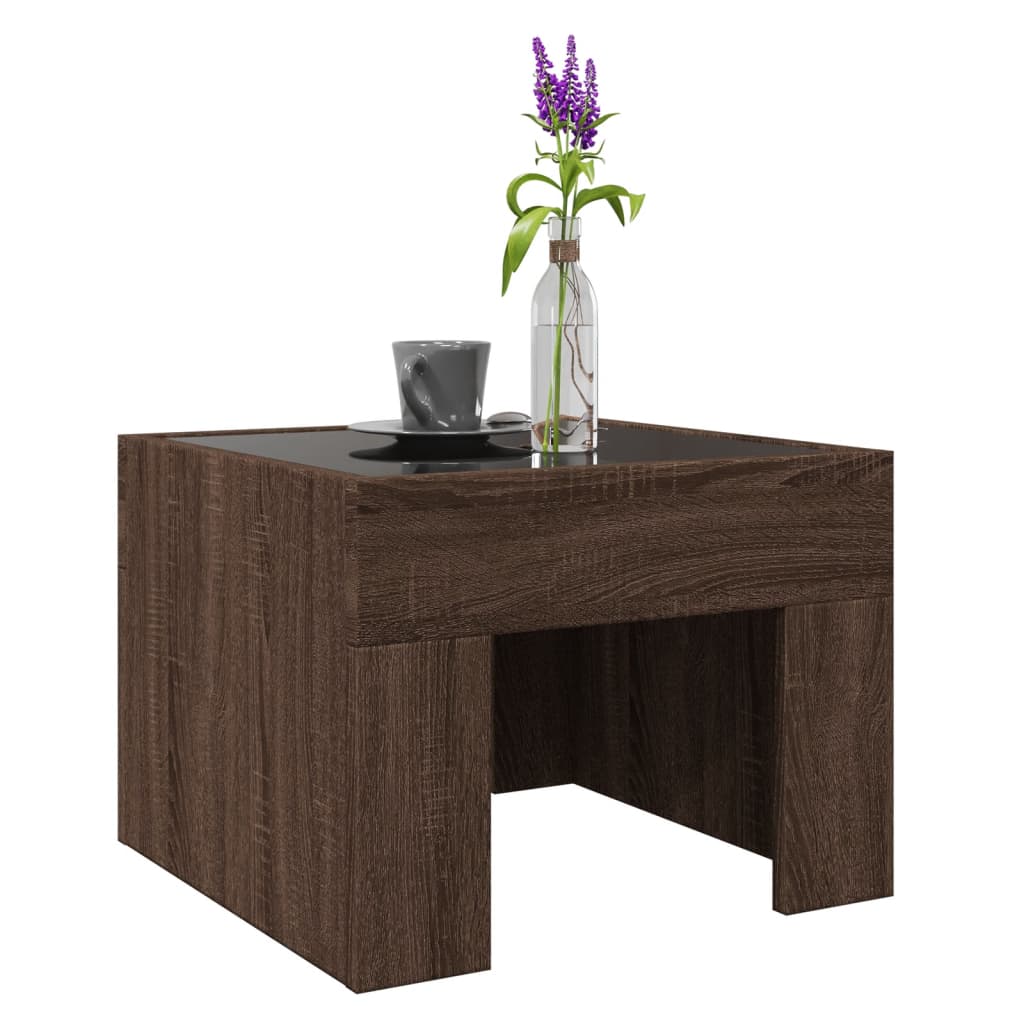 Table basse avec LED infini chêne marron 40x40x30 cm - XIOS