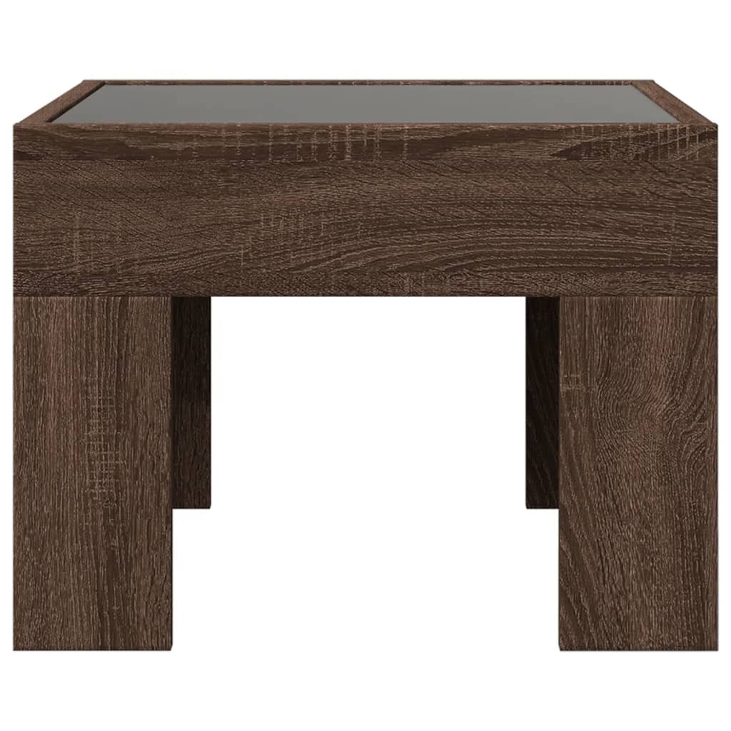 Table basse avec LED infini chêne marron 40x40x30 cm - XIOS
