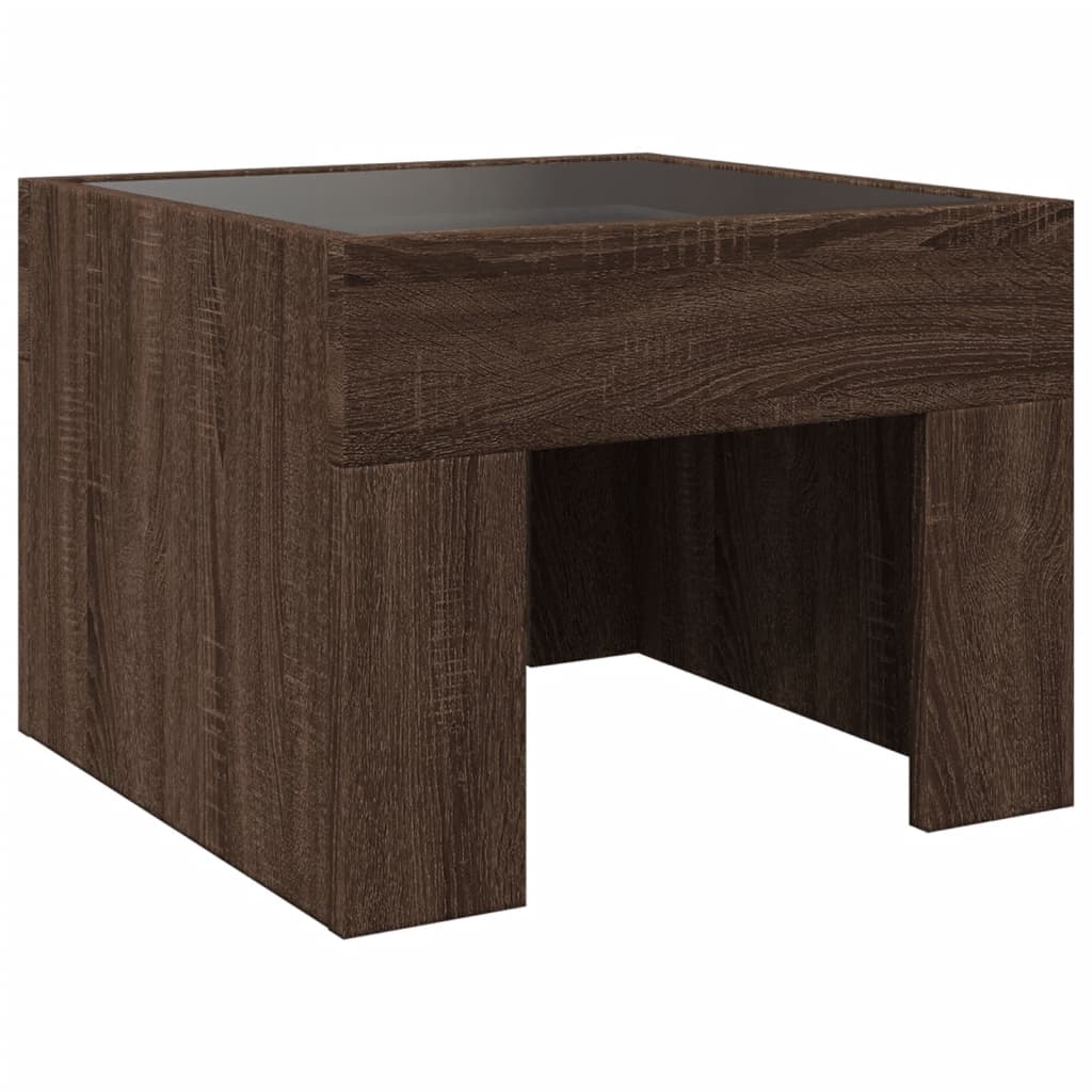 Table basse avec LED infini chêne marron 40x40x30 cm - XIOS