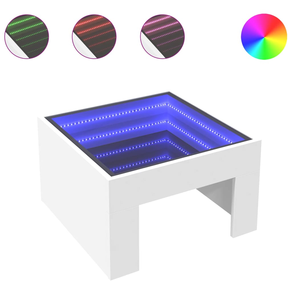 Table basse avec LED infini blanc 50x50x30 cm - XIOS