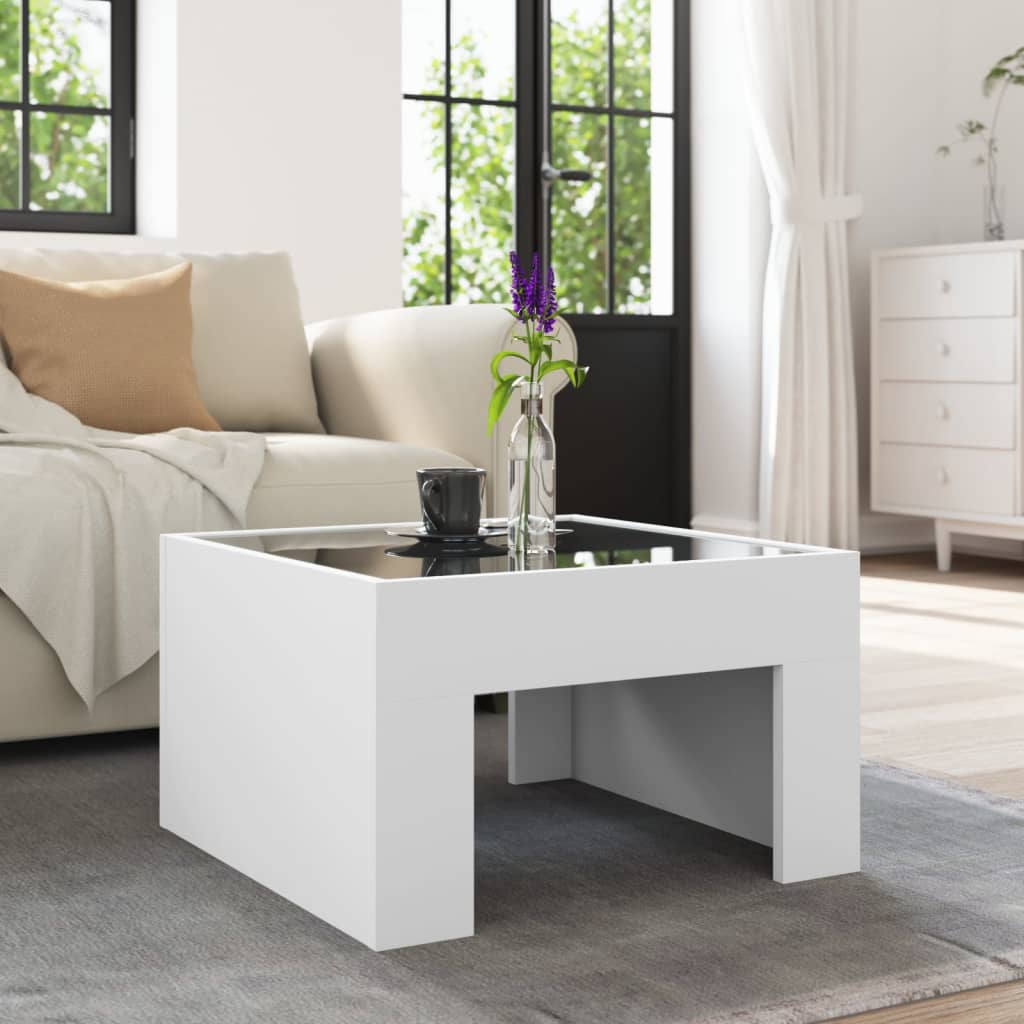 Table basse avec LED infini blanc 50x50x30 cm - XIOS
