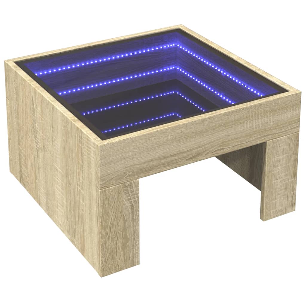 Table basse avec LED infini chêne sonoma 50x50x30 cm - XIOS