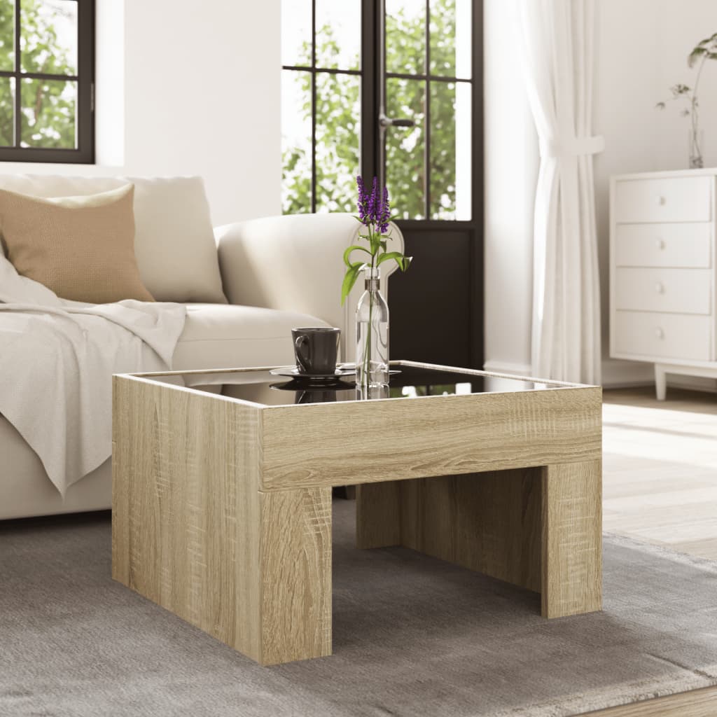 Table basse avec LED infini chêne sonoma 50x50x30 cm - XIOS