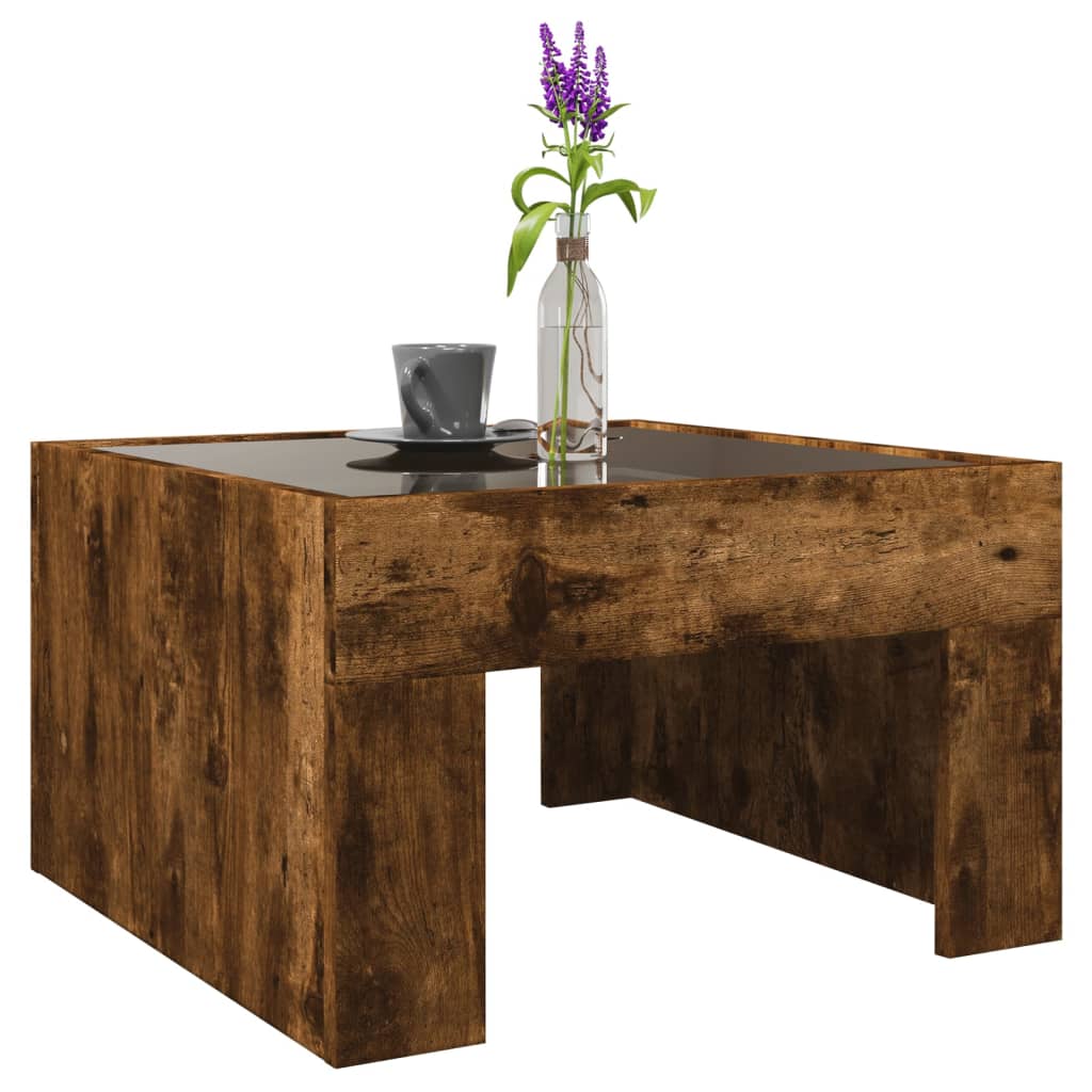 Table basse avec LED infini chêne fumé 50x50x30 cm - XIOS