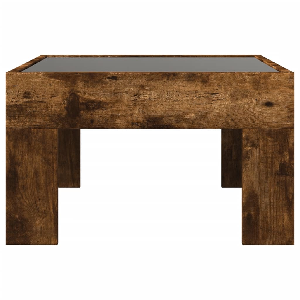 Table basse avec LED infini chêne fumé 50x50x30 cm - XIOS