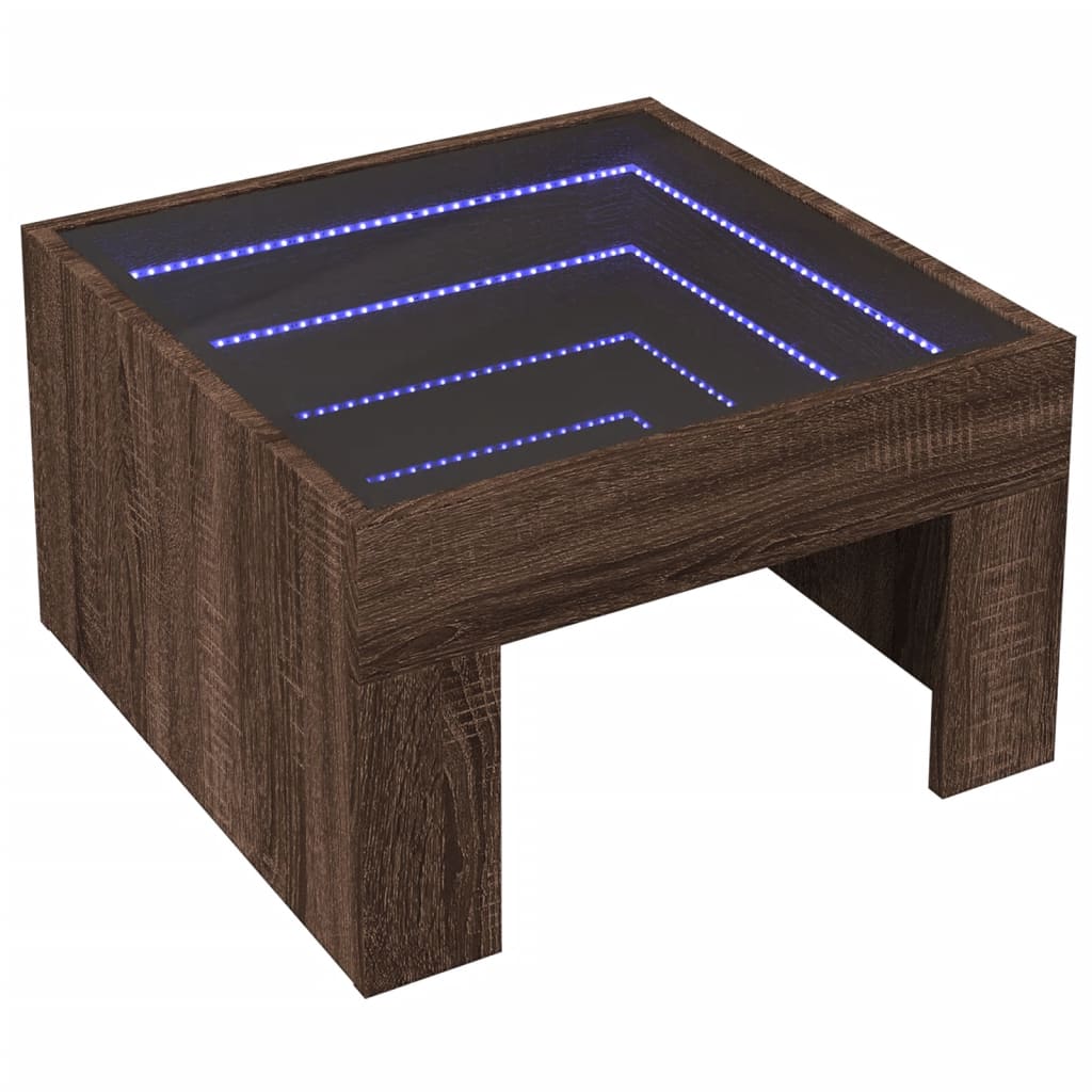 Table basse avec LED infini chêne marron 50x50x30 cm - XIOS