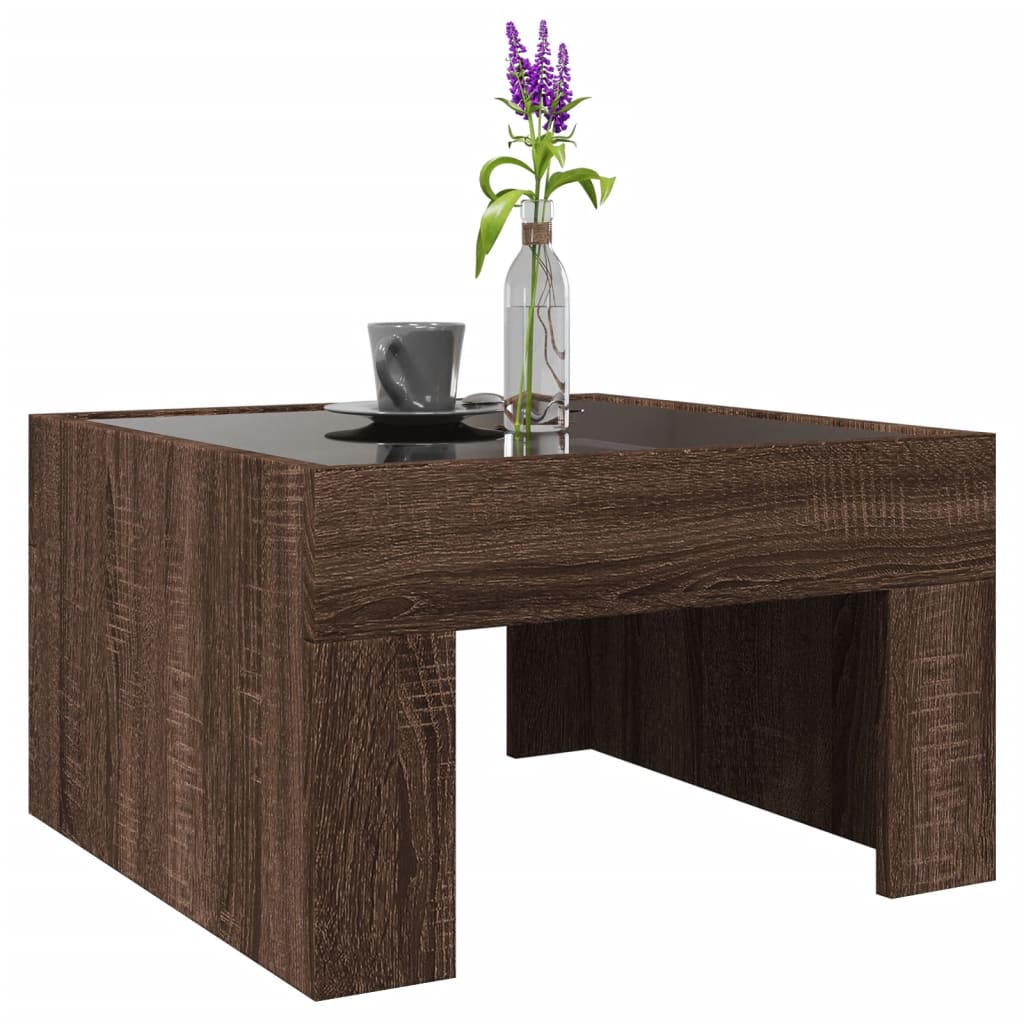 Table basse avec LED infini chêne marron 50x50x30 cm - XIOS