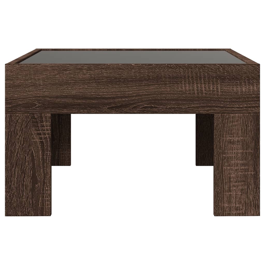 Table basse avec LED infini chêne marron 50x50x30 cm - XIOS