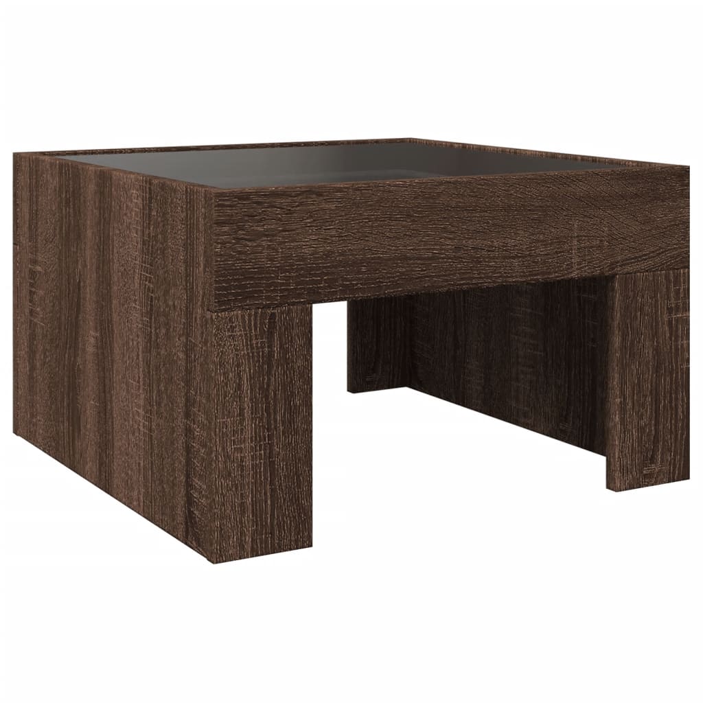 Table basse avec LED infini chêne marron 50x50x30 cm - XIOS
