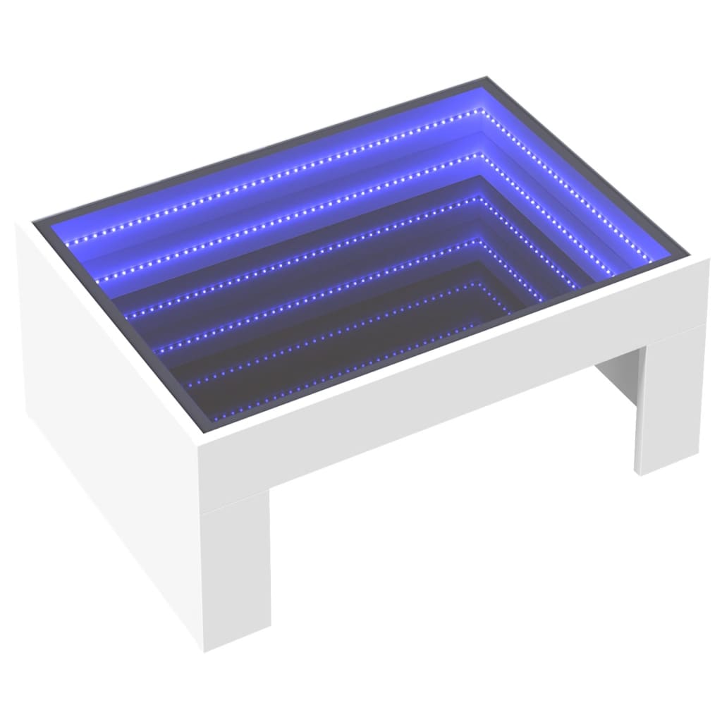 Table basse avec LED infini blanc 70x50x30 cm - XIOS