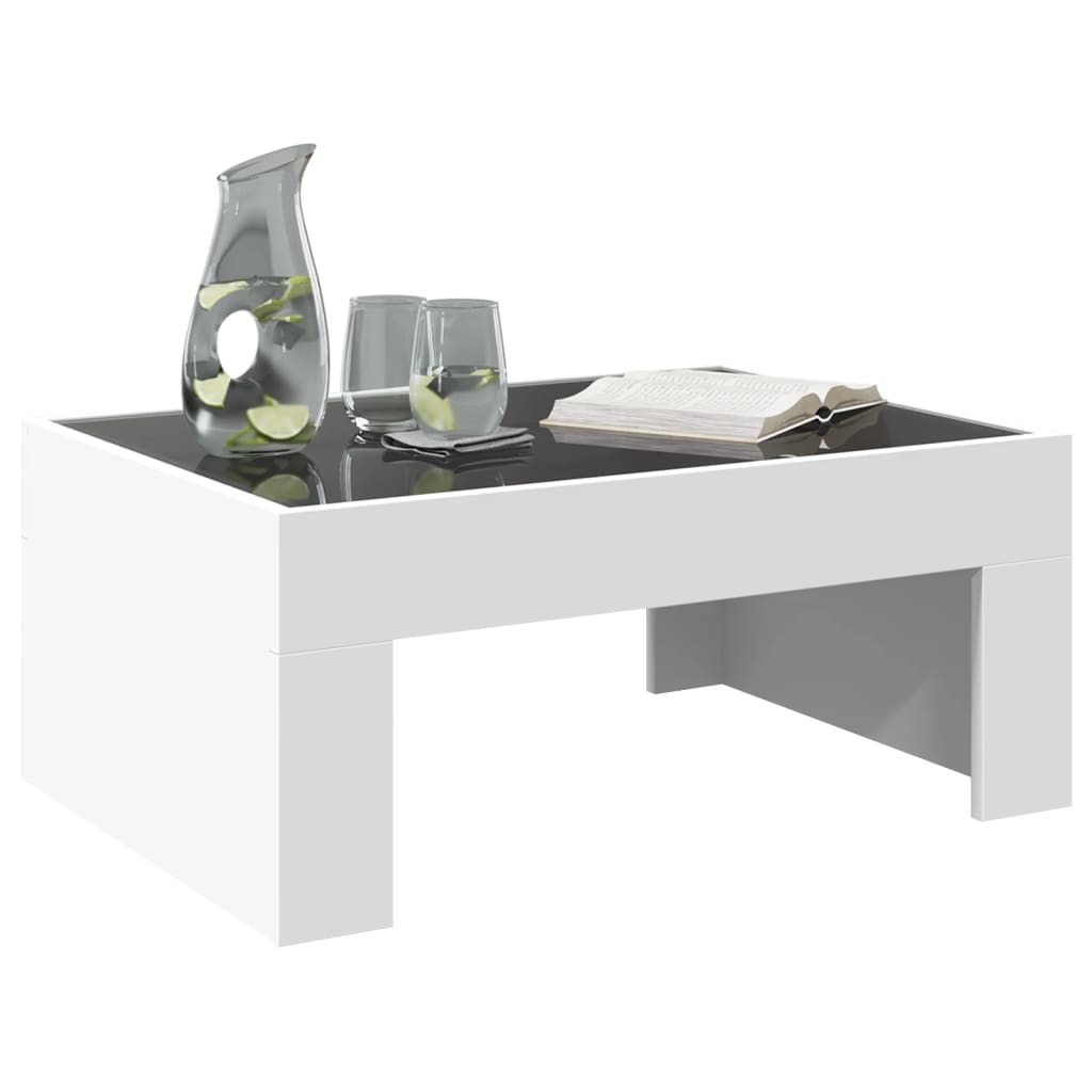 Table basse avec LED infini blanc 70x50x30 cm - XIOS