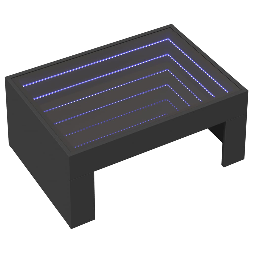 Table basse avec LED infini noir 70x50x30 cm - XIOS