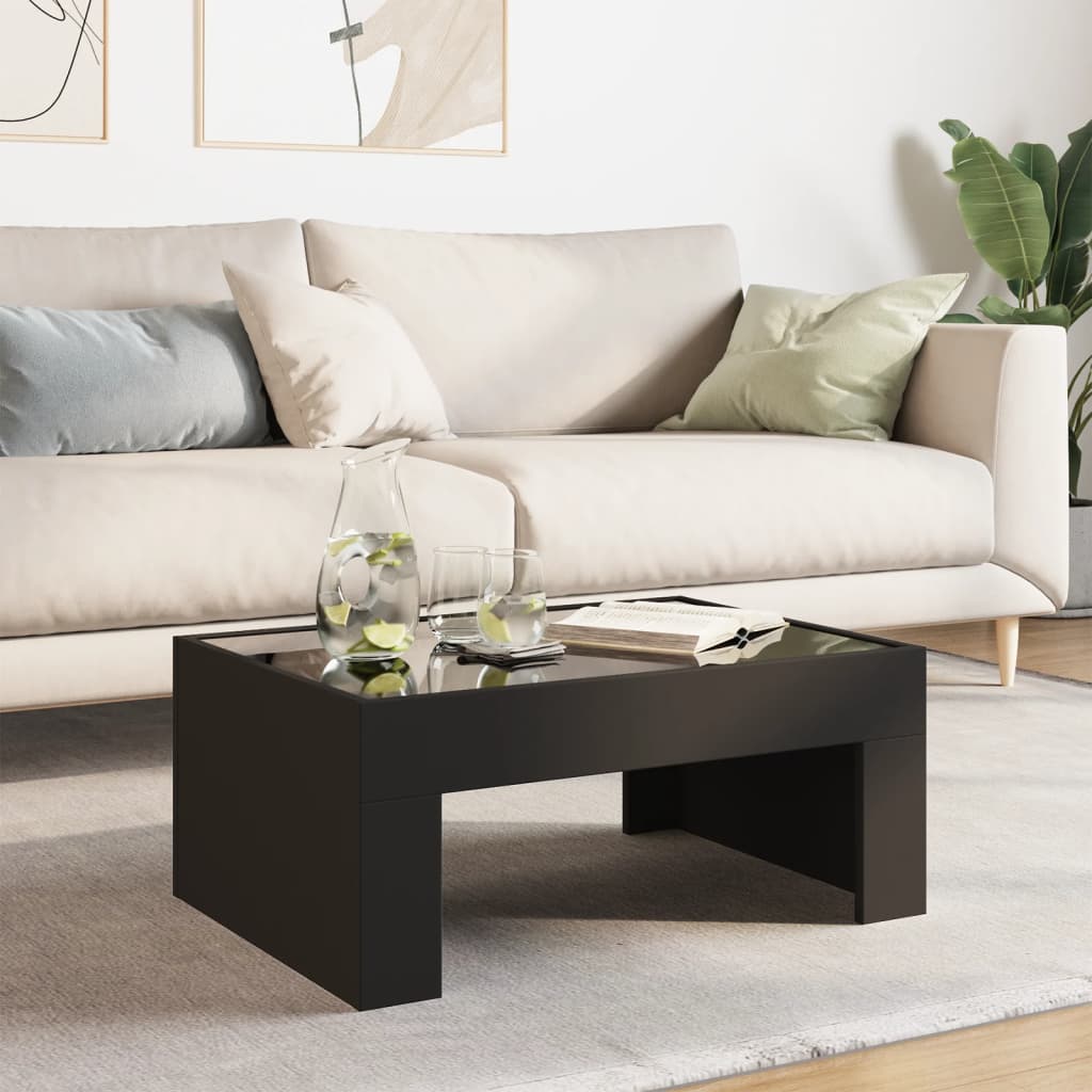 Table basse avec LED infini noir 70x50x30 cm - XIOS